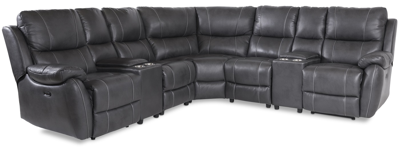 Enjoy Liege-Ecksofa - 5-Sitzer (elektrisch) in grauem Kunstleder