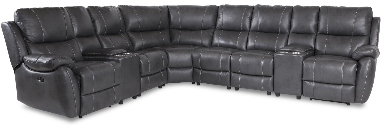 Enjoy Liege-Ecksofa - 6-Sitzer (elektrisch) in grauem Kunstleder