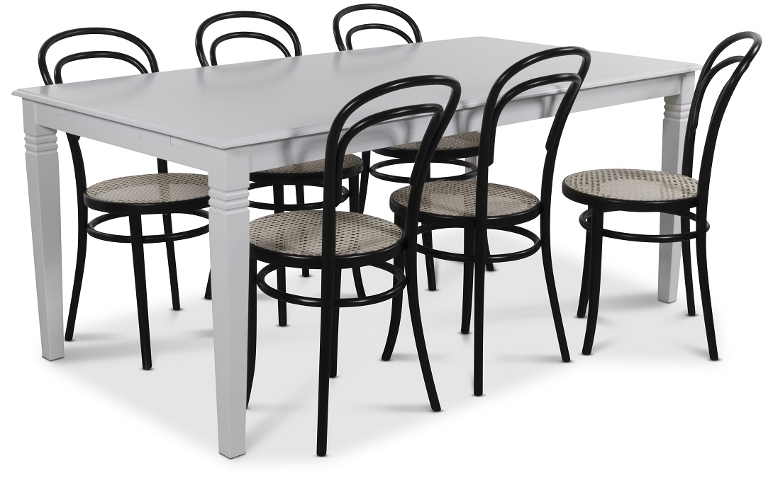 Mellby Esszimmergruppe 180 cm Tisch mit 6 Thonet Esszimmerstühlen Mellby Esszimmergruppe 180 cm Tisch mit 6 Thonet Esszimmerstühlen
