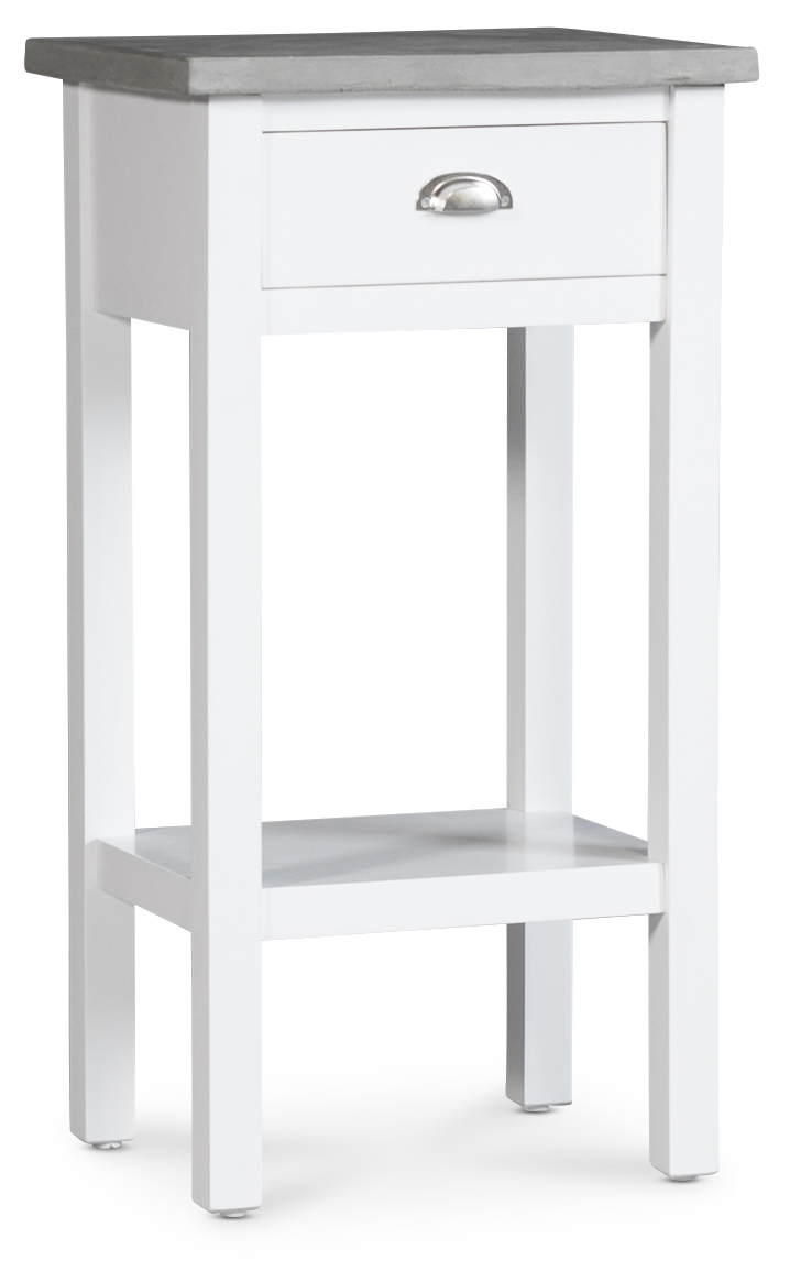 Hugo Nachttisch - Wei�/Zement + M�belf��e