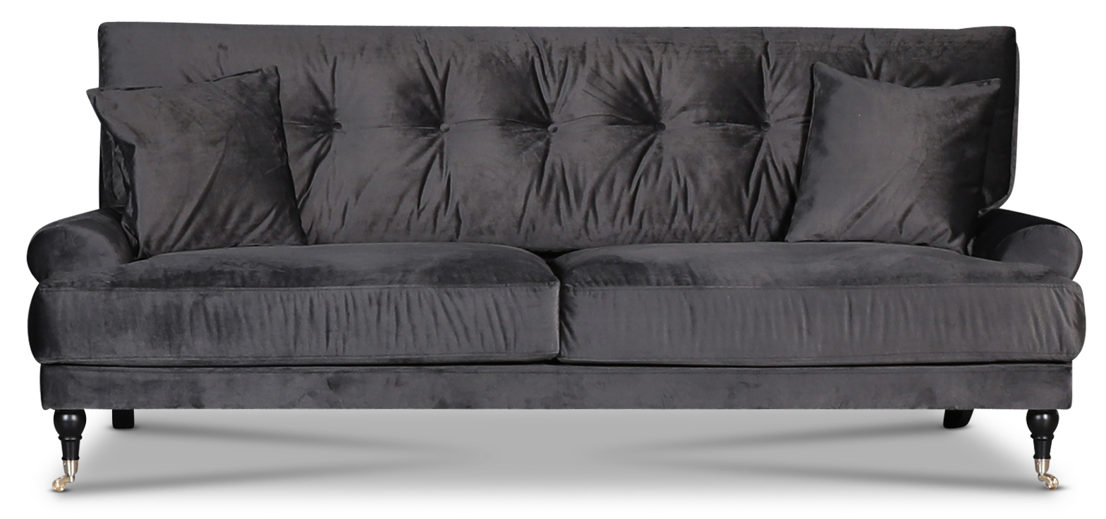 Adena 3-Sitzer Sofa - Dunkelgrauer Samt
