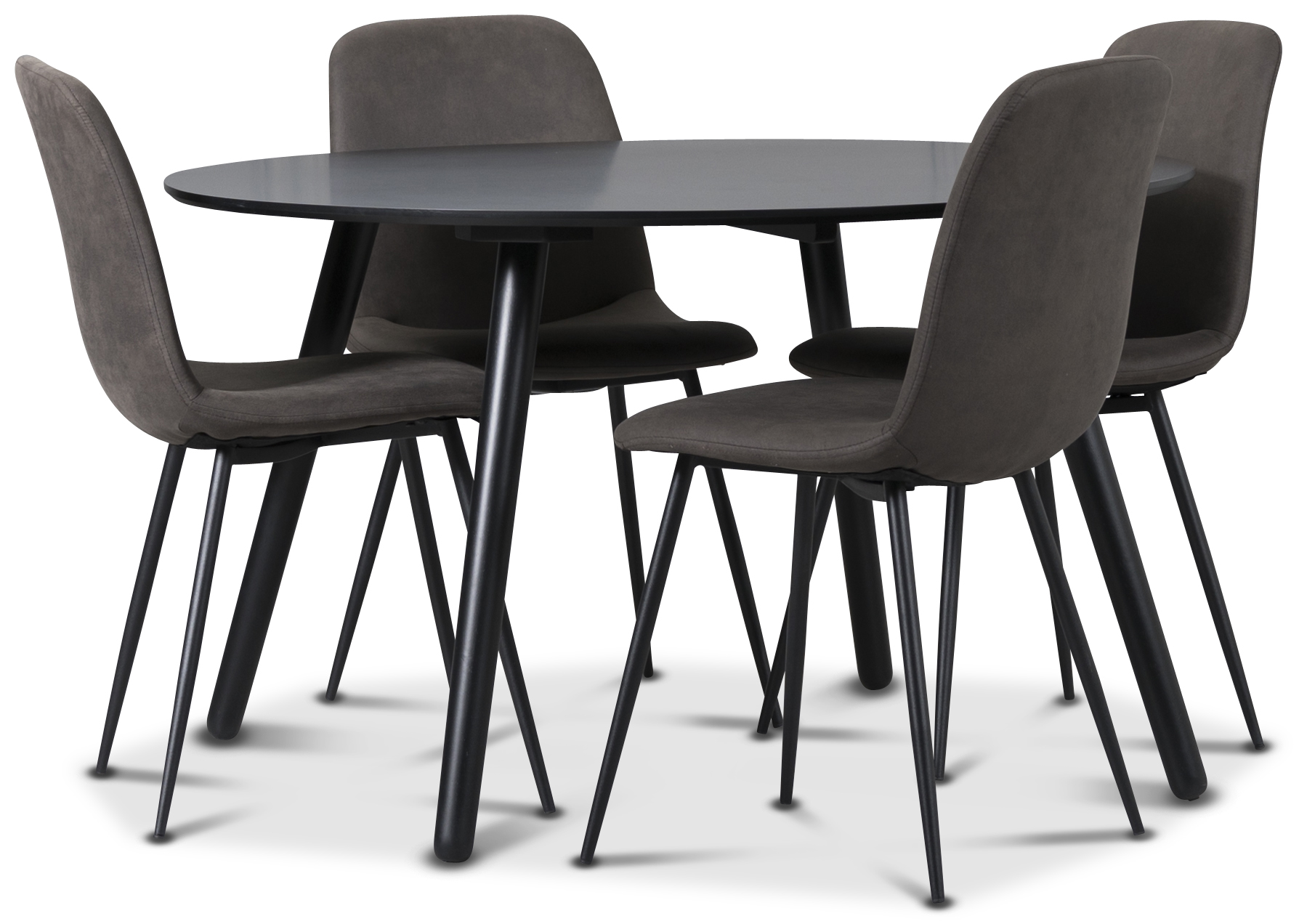 Rosvik Essgruppe, Esstisch mit 4 Smokey Esszimmerstühlen - Schwarz/Vintage + 3.00 x Möbelfüße Rosvik Essgruppe, Esstisch mit 4 Smokey Esszimmerstühlen - Schwarz/Vintage + 3.00 x Möbelfüße