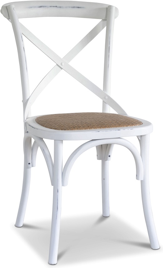 Gaston Stuhl aus Bugholz mit Rattansitz - Vintage White