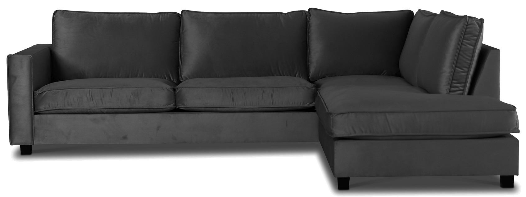 Brandy Loungesofa XL offener Abschluss rechts - silbergrau (Samt) Brandy Loungesofa XL offener Abschluss rechts - silbergrau (Samt)