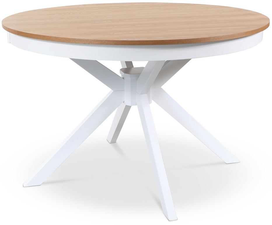 Troms� runder Esstisch 120 cm- Wei� / Eiche + M�belf��e