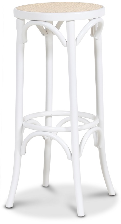 Bugholz-Barhocker No 73 Classic- Wei� / Rattan