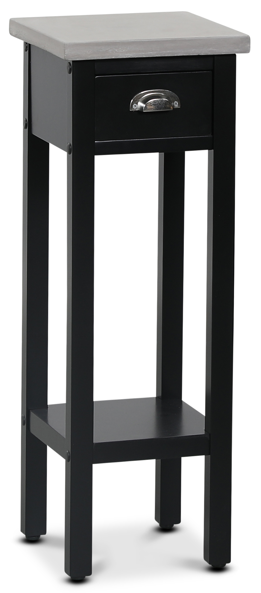 Hugo Betttisch - 70 cm (Schwarz mit Zementplatte)