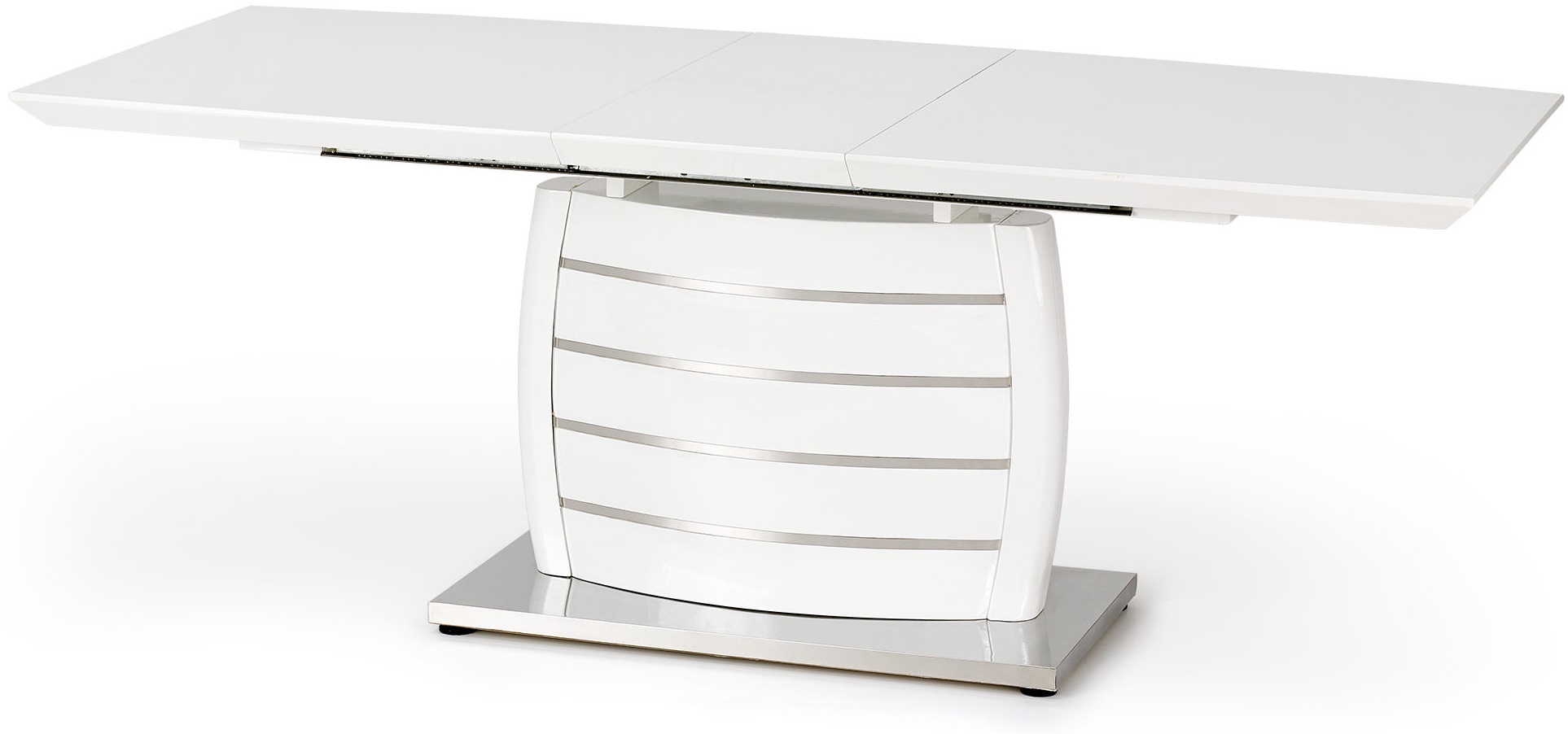 Birgitta Esstisch 160-200 cm - Wei� Hochglanz / Chrom