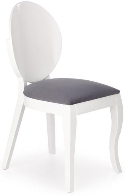 Stuhl Cristel - Wei� (Hochglanz) / Grau (Stoff)