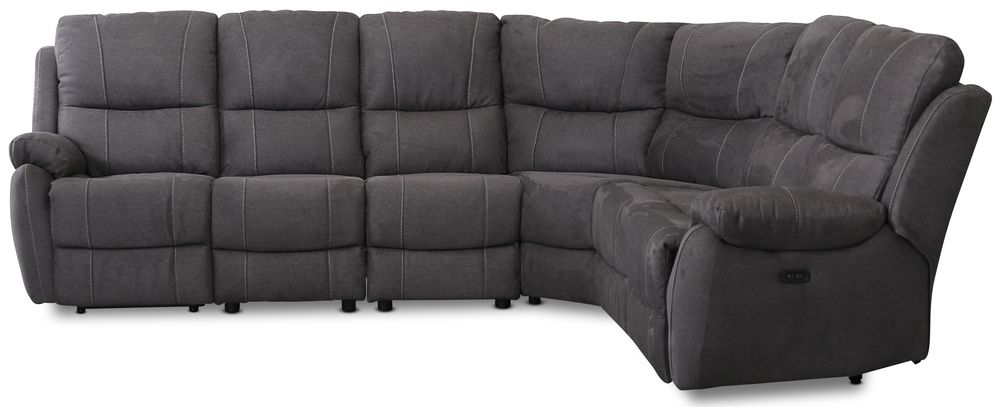 Enjoy Liege-Ecksofa - 5-Sitzer (elektrisch) in Mikrofaserstoff anthrazit