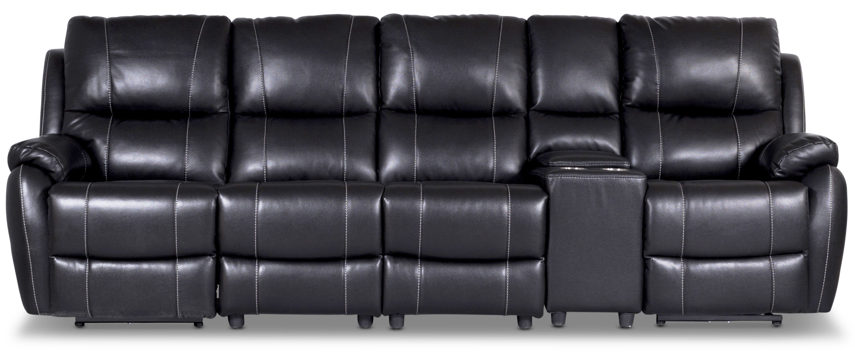 Enjoy Chicago Liegesofa - 4-Sitzer (elektrisch) in schwarzem Kunstleder (Modell H)