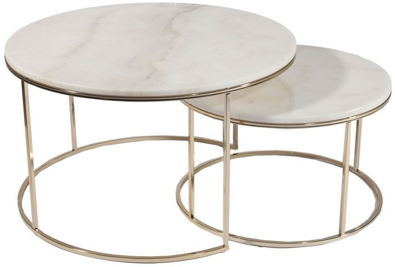 Monaco Satztisch - Messing/heller Marmor