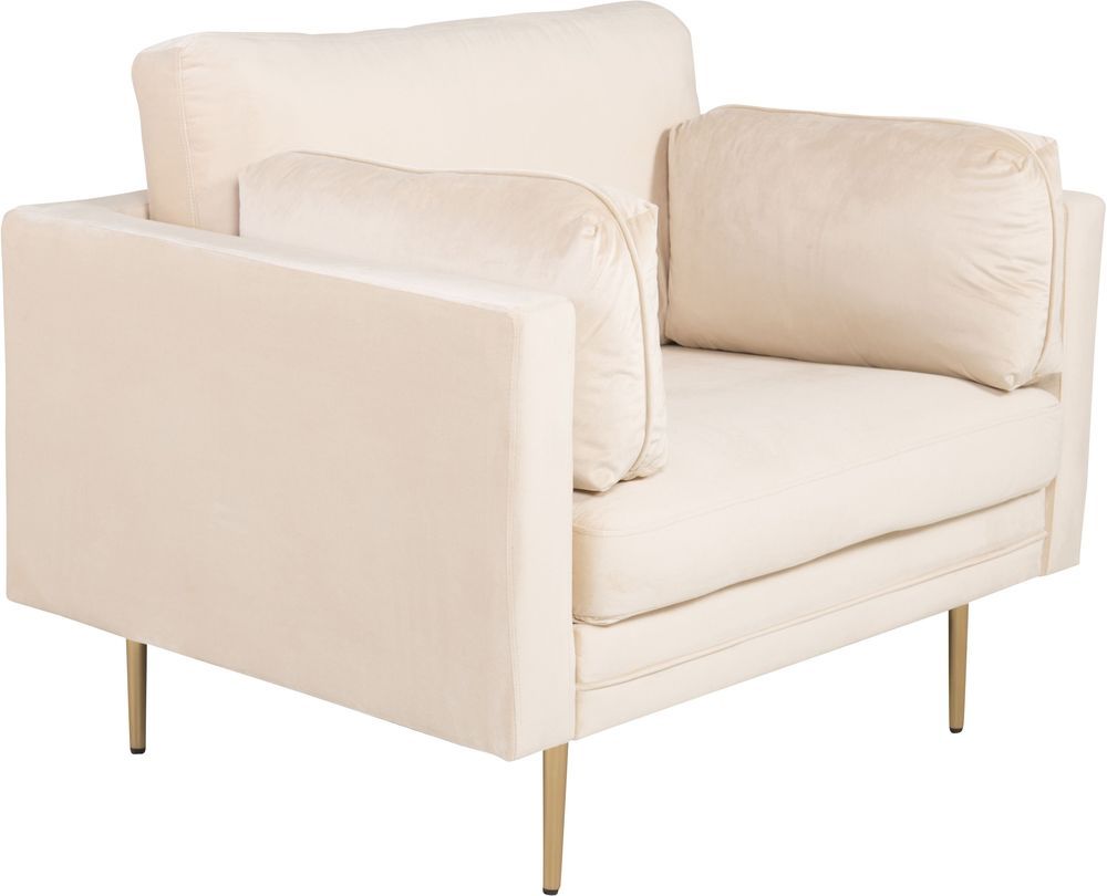 Sessel Savanna - Beige (Samt) / Beine aus Messing