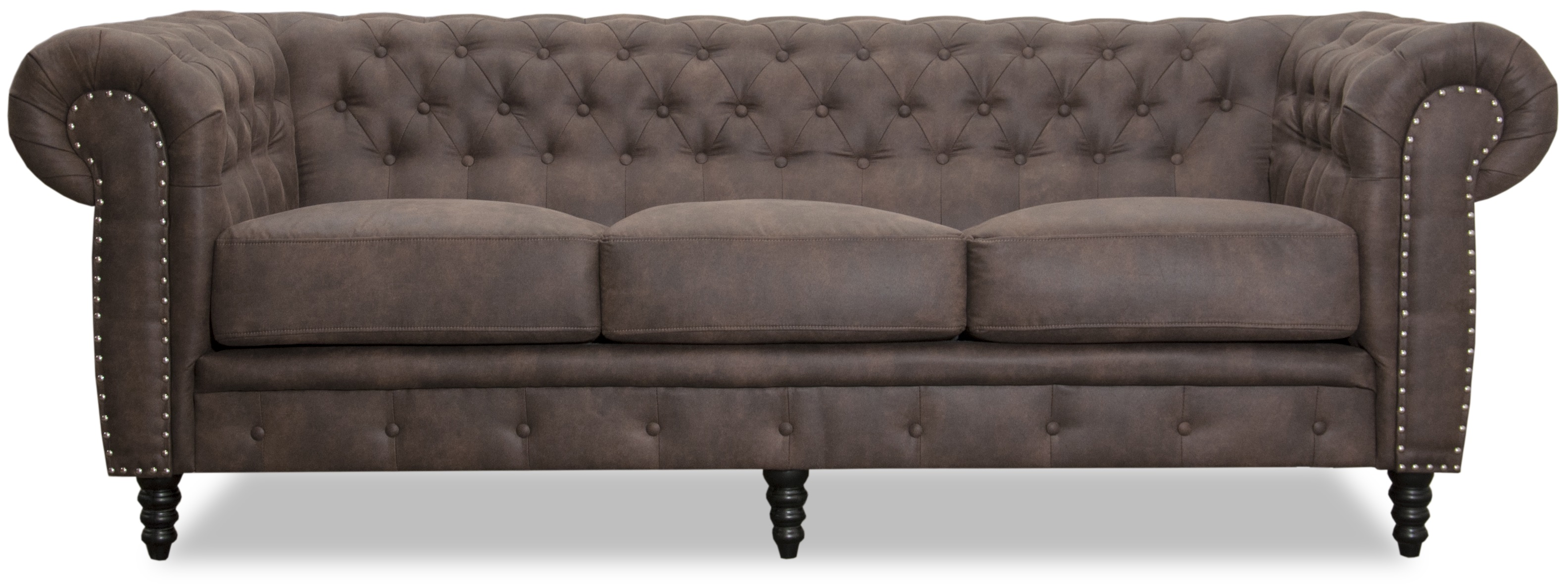 Ashford 3-Sitzer Chesterfield - Braunes �ko-Leder