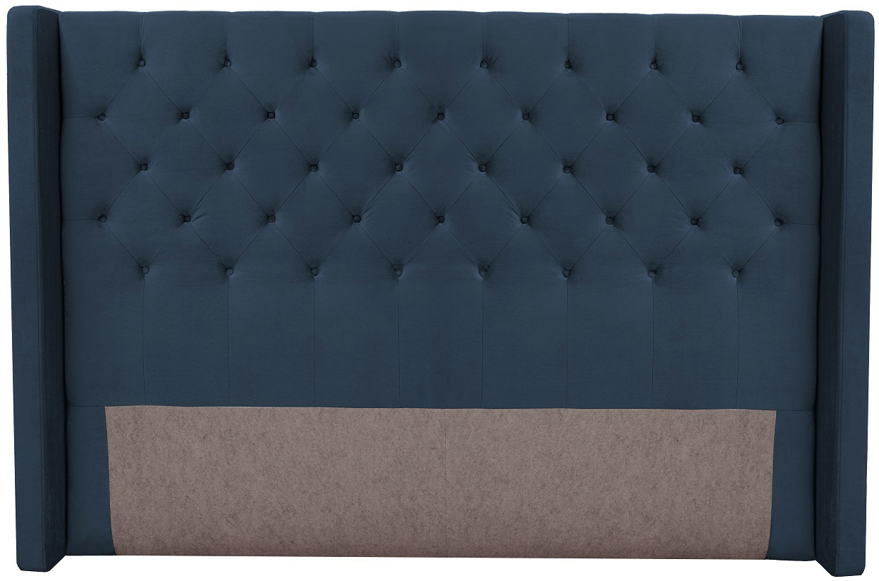 Almedal Kopfteil mit Kn�pfen (Blauer Samt) - Beliebige Breite