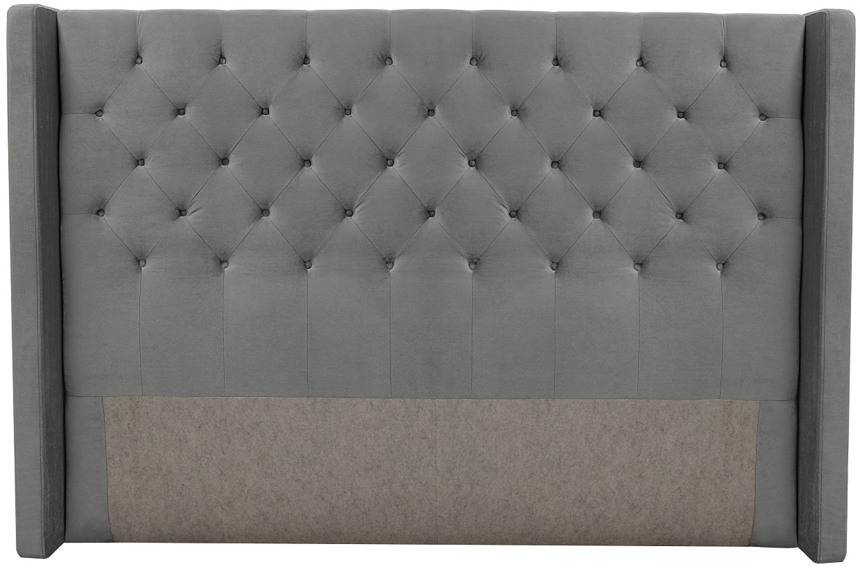 Almedal Kopfteil mit Kn�pfen (grau Samt) - Breite w�hlbar