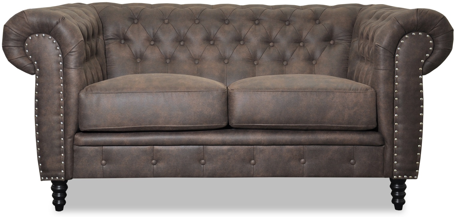 Ashford Chesterfield 2-Sitzer Sofa - Braunes Öko-Leder Ashford Chesterfield 2-Sitzer Sofa - Braunes Öko-Leder