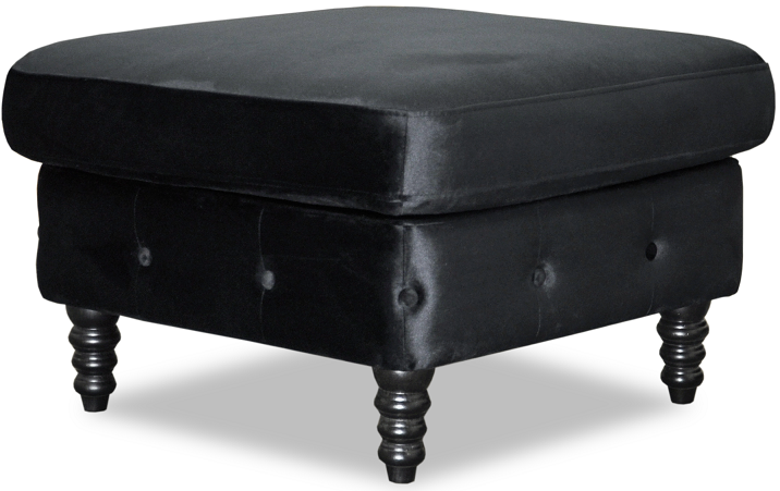 Ashford Chesterfield Fu�hocker - Schwarzer Samt