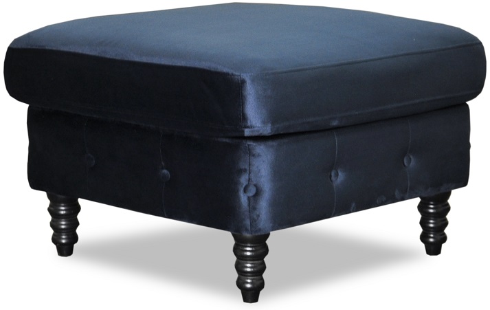 Ashford Chesterfield Fu�hocker - Dunkelblauer Samt
