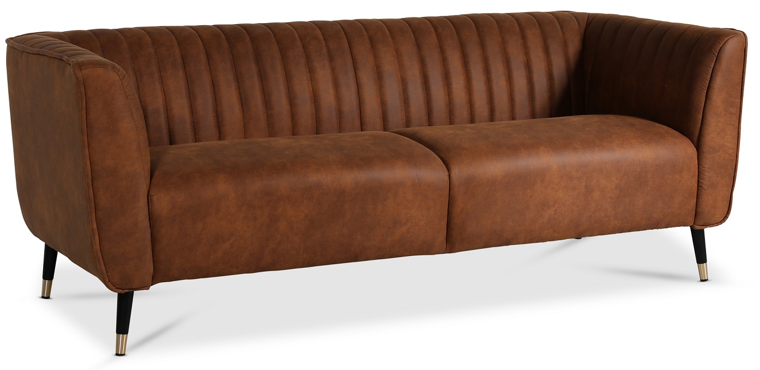 Erik 3-Sitzer Sofa - Cognac / Messing