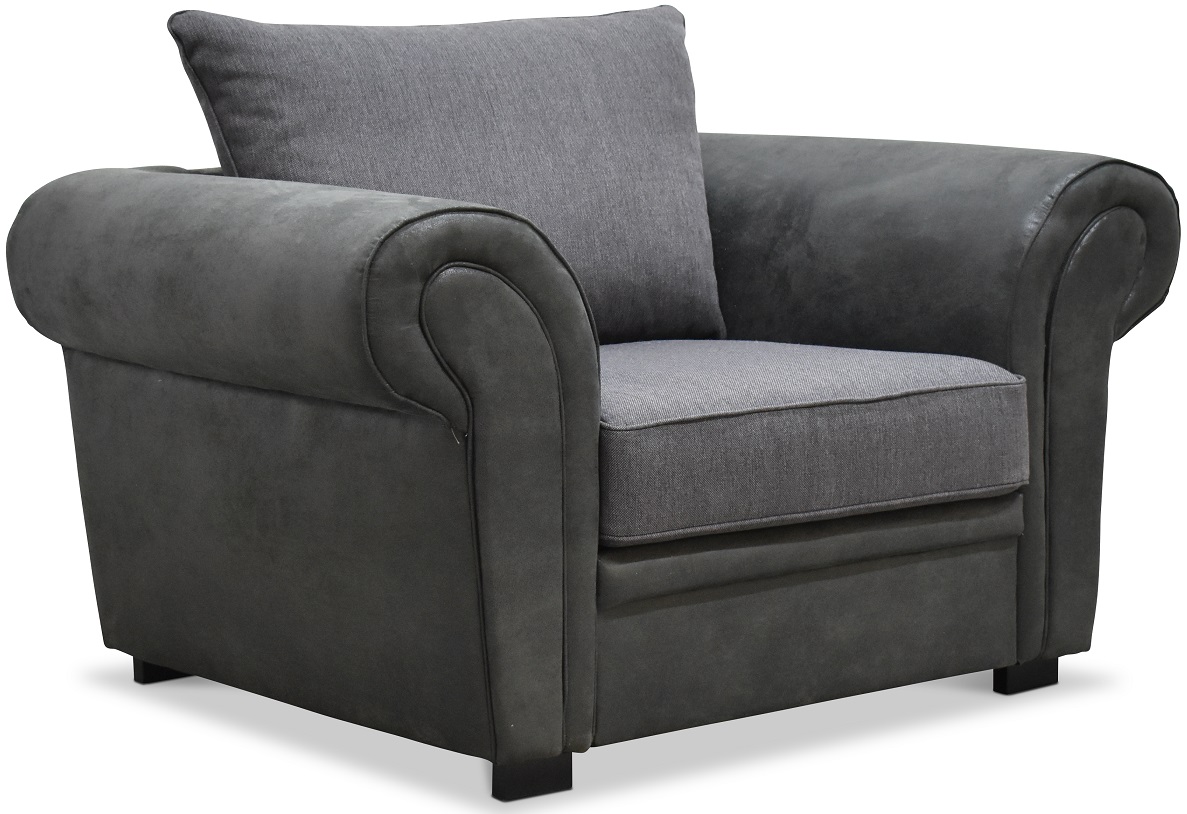 Delux Sessel - Grau/Anthrazit/Vintage + Möbelfüße Delux Sessel - Grau/Anthrazit/Vintage + Möbelfüße