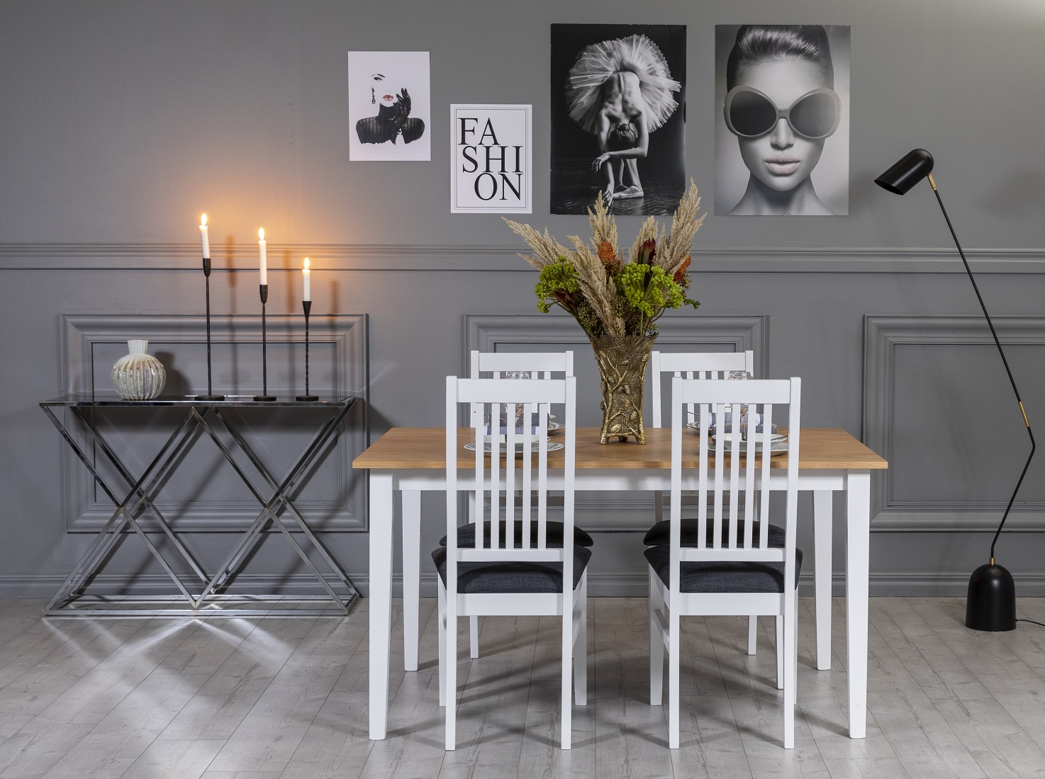 Esstisch-Set: Tisch 140x90 cm mit 4 St�hlen - G�s�