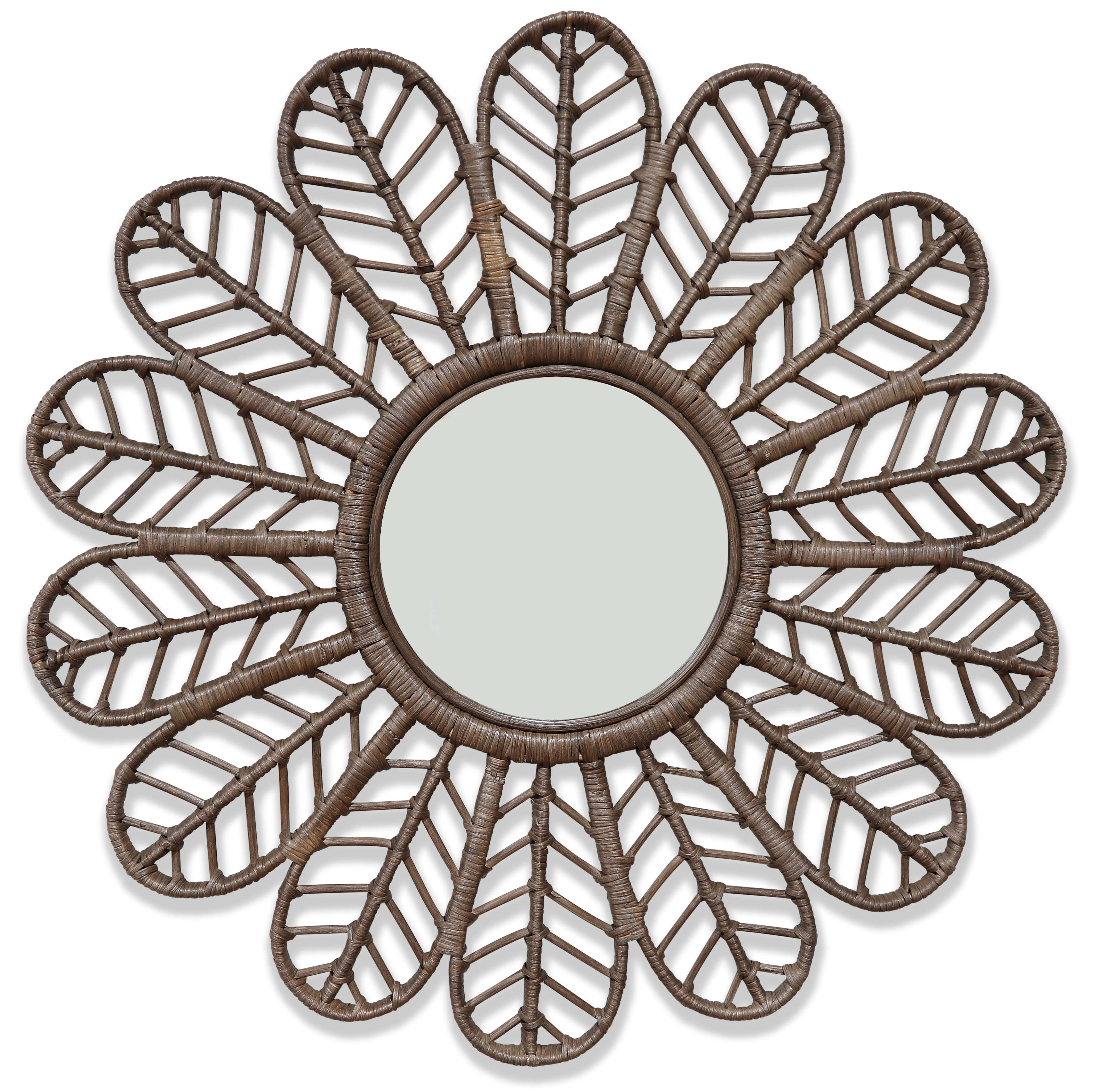 Pfauenbrauner runder Spiegel �90 cm