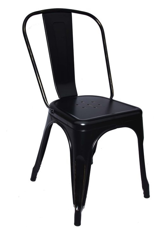 Blechstuhl Industry - Schwarzes, geb�rstetes Stahl