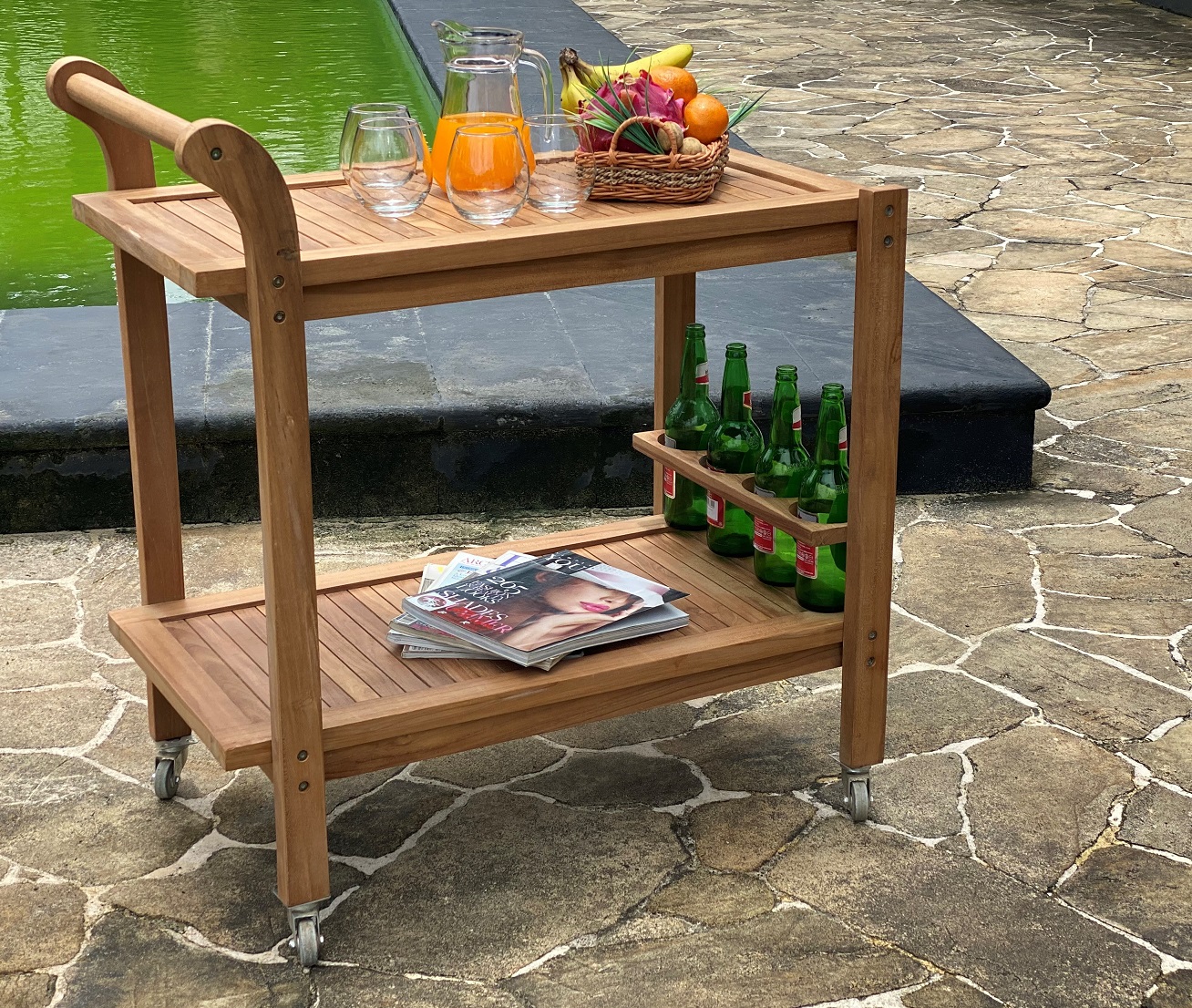 Salt� Servierwagen aus Teakholz