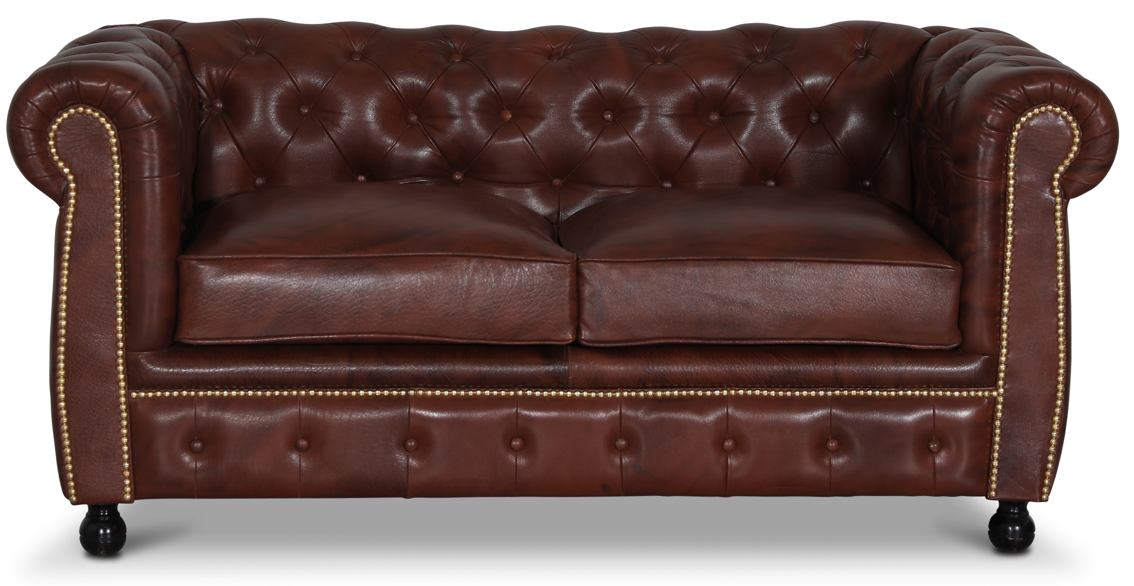 2-Sitzer-Chesterfield-Sofa aus echtem Leder + Möbelreinigung 2-Sitzer-Chesterfield-Sofa aus echtem Leder + Möbelreinigung