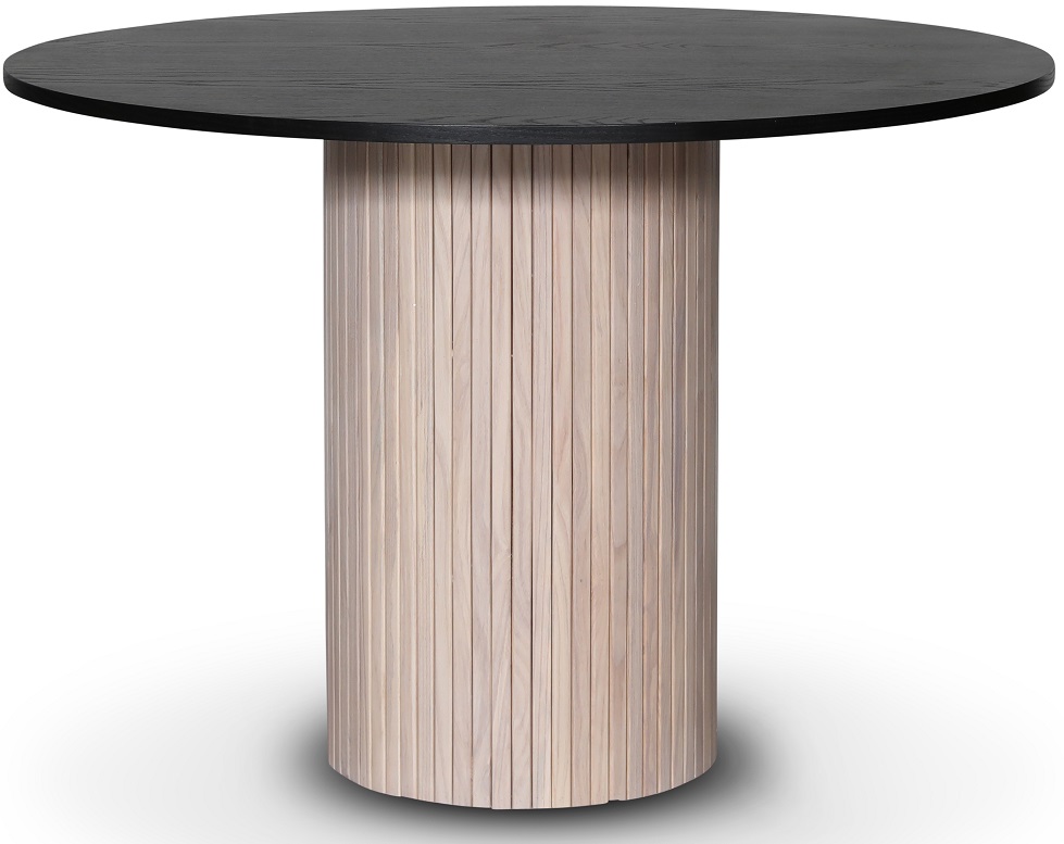 Decibel runder Esstisch �110 cm - Whitewash / Schwarz gebeizte Eiche