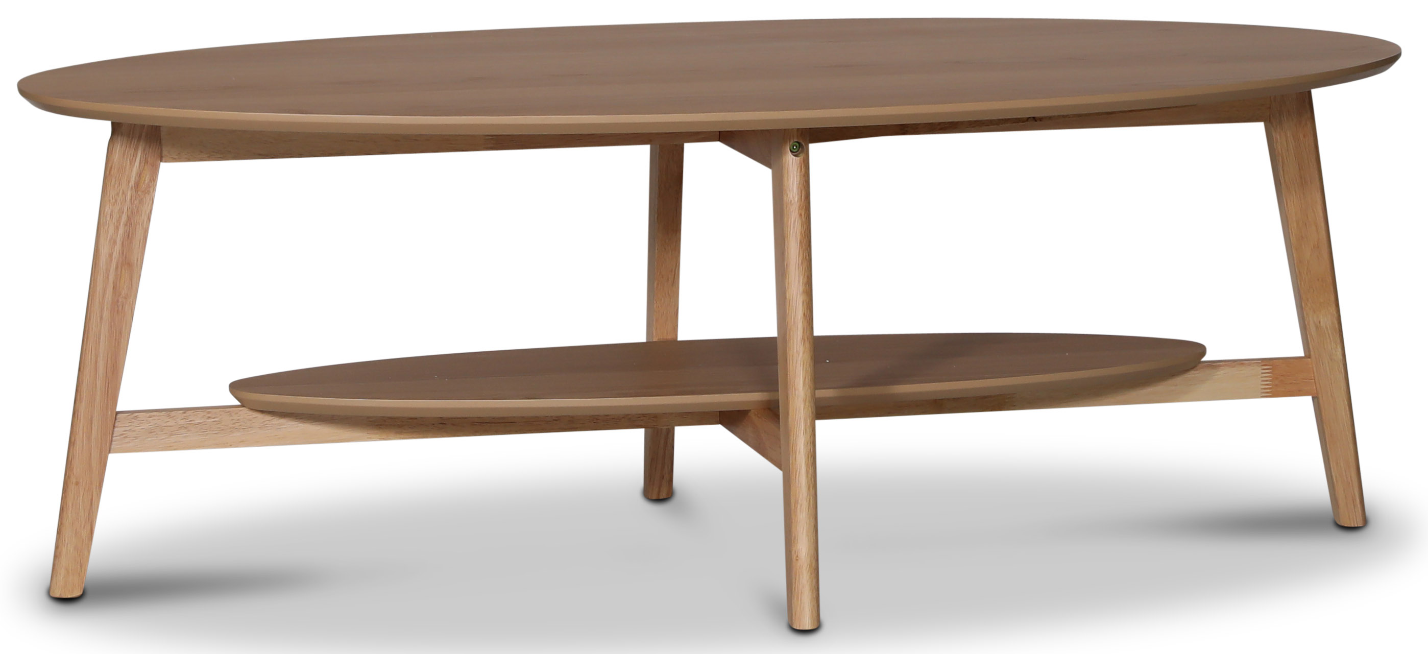 Bridge ovaler Couchtisch mit Regal 140 cm - Eichenfurnier