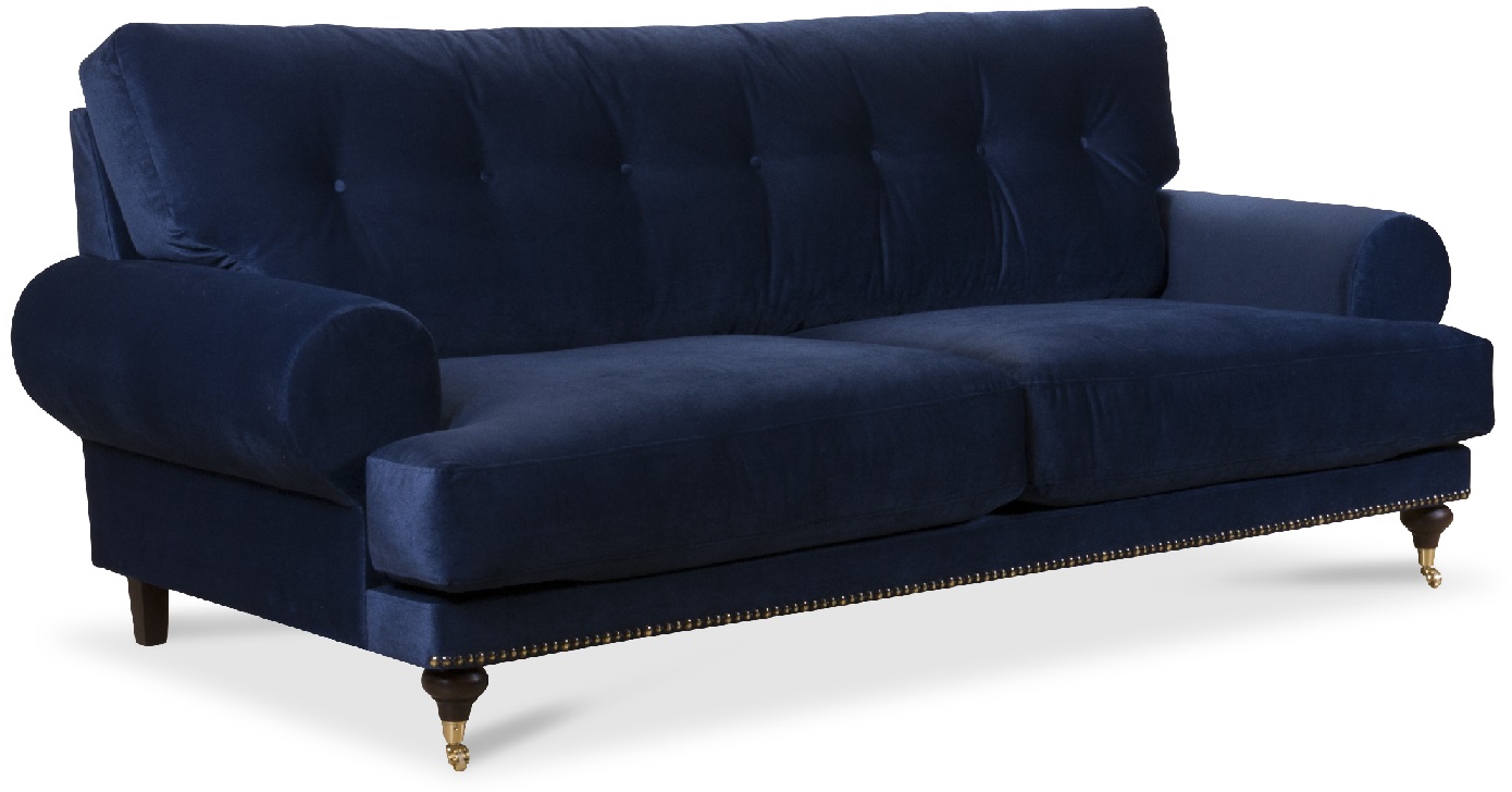 Andrew Deco 3-Sitzer Sofa - Dunkelblau (Samt)