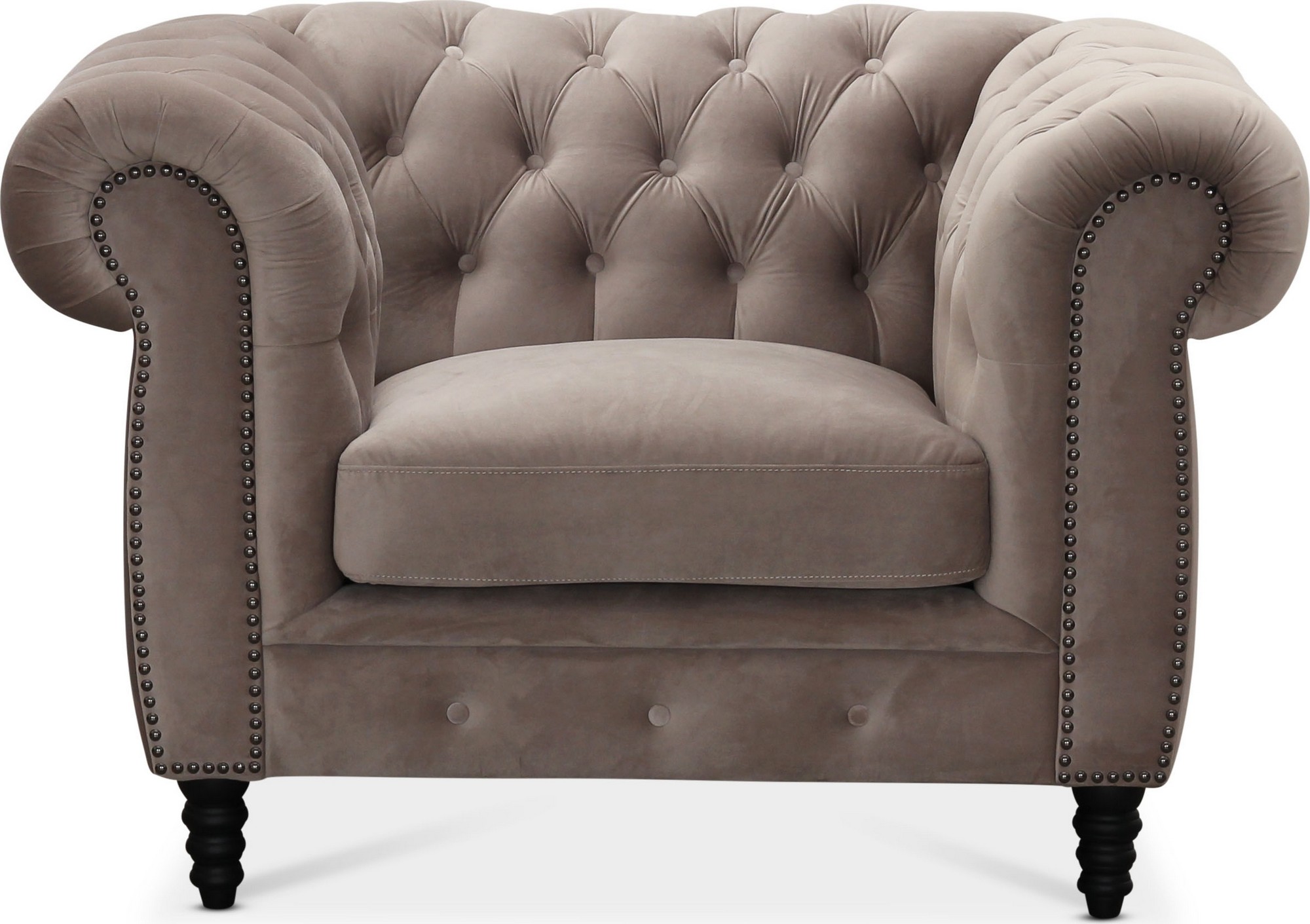 Chesterfield Cambridge Sessel - Hellgrauer Samt