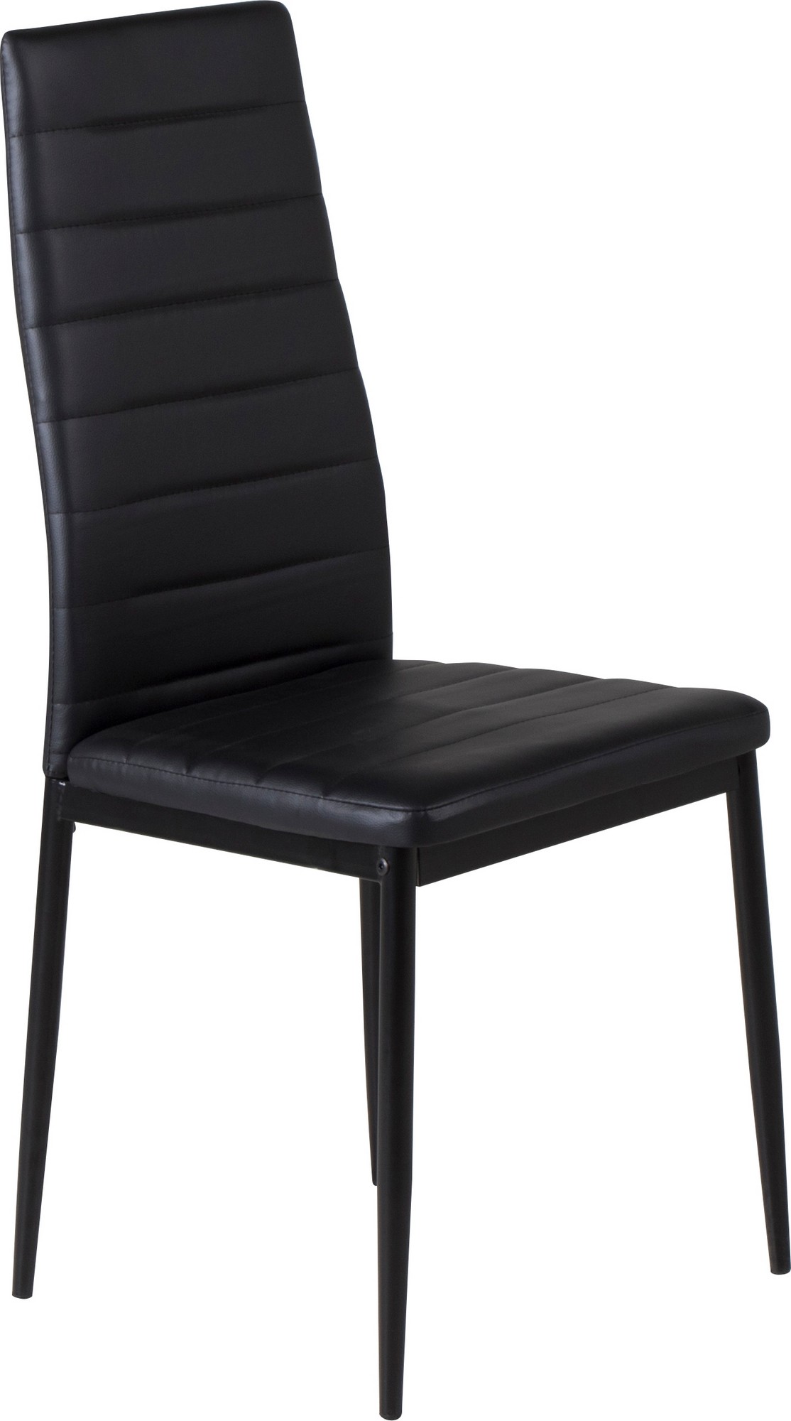 Schmaler Esszimmerstuhl aus schwarzem PU Schmaler Esszimmerstuhl aus schwarzem PU