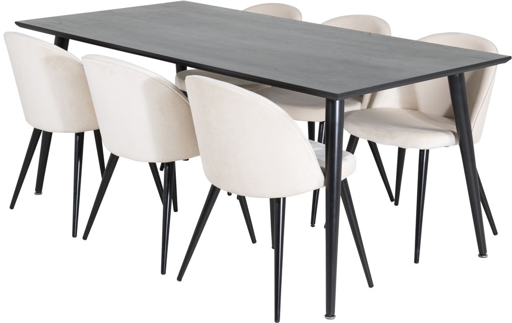 Essgruppe Slope 180x90 cm inkl. 6 Alice St�hle - Schwarz gebeiztes Eichenfurnier