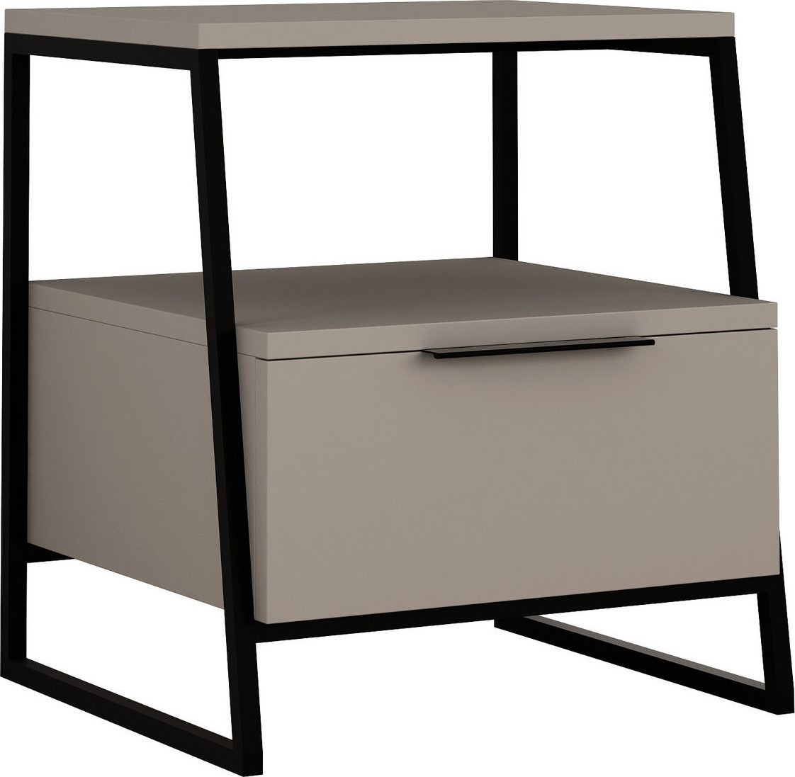 Pal Nachttisch mit Schublade - Helles Wildleder/Schwarz Pal Nachttisch mit Schublade - Helles Wildleder/Schwarz