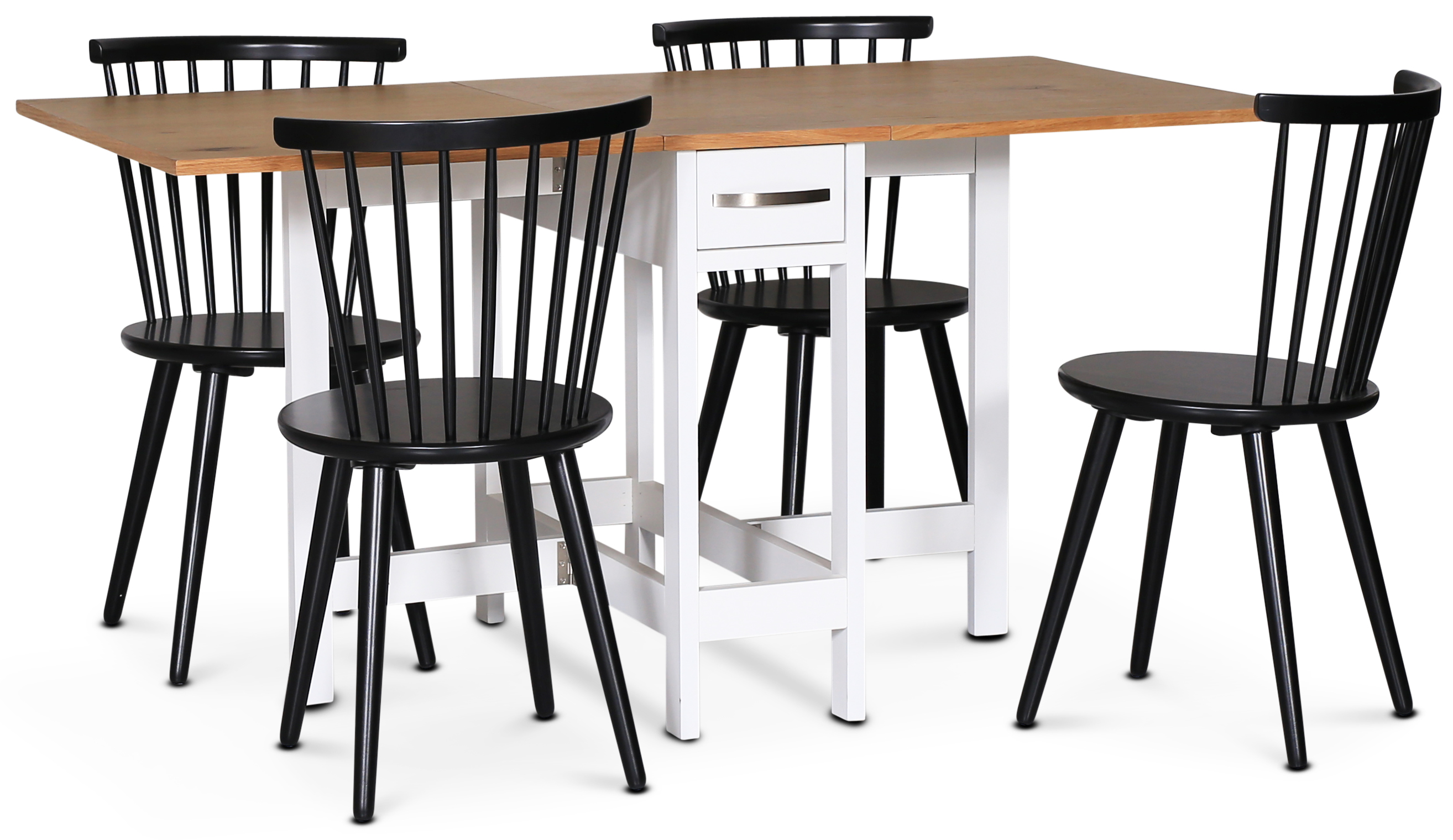 Esstisch-Set; Klapptisch mit 4 schwarzen Castor-Korbst�hlen - F�r�