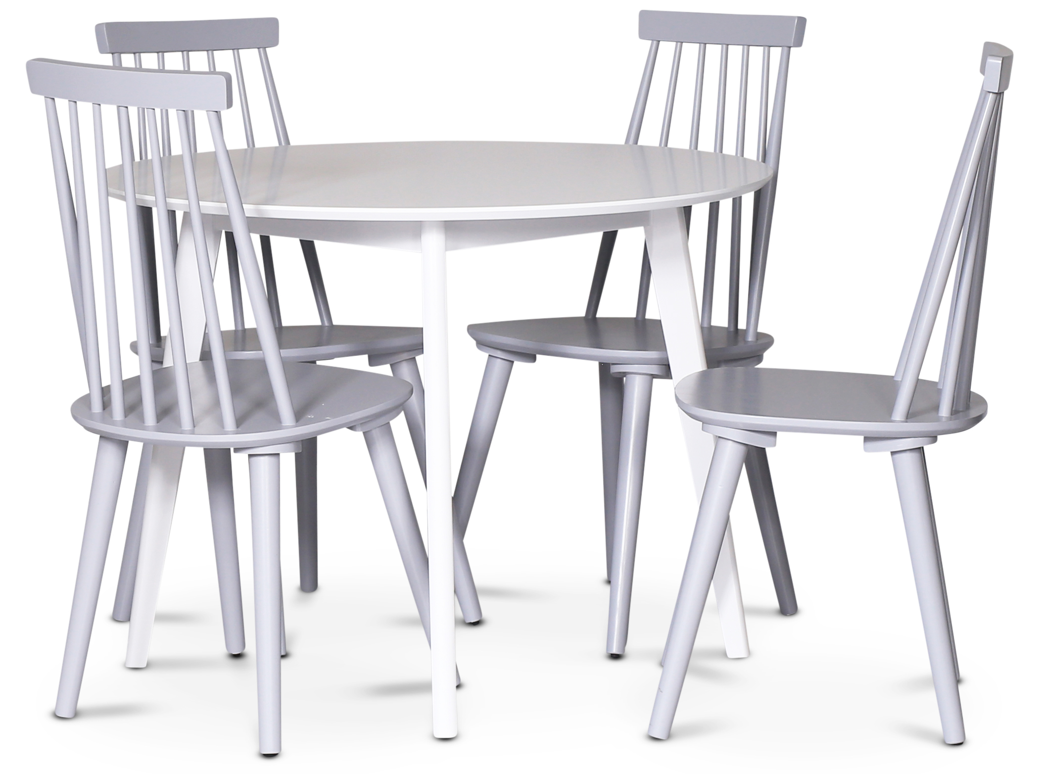 Lebensmittelgruppe Sandhamn; Runder Esstisch mit 4 grauen Dalsland-Rohrstühlen + 4.00 x Stuhlkissen Lebensmittelgruppe Sandhamn; Runder Esstisch mit 4 grauen Dalsland-Rohrstühlen + 4.00 x Stuhlkissen