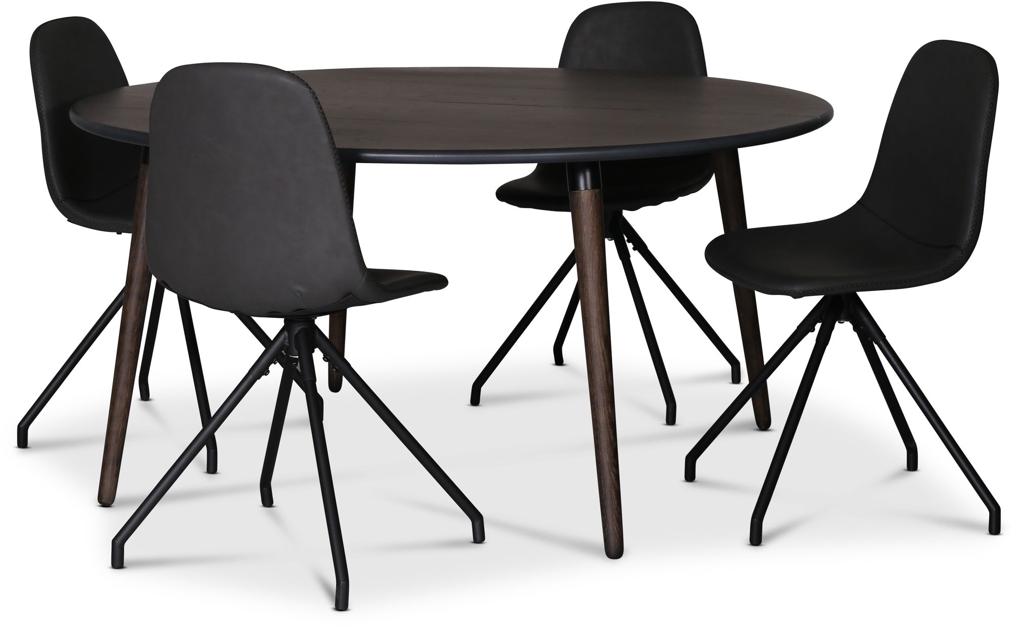 Omni-Essgruppe, runder Esstisch Ø130 cm inkl. 4 Drehstühle Bridge - Eiche rauchfarben Omni-Essgruppe, runder Esstisch Ø130 cm inkl. 4 Drehstühle Bridge - Eiche rauchfarben