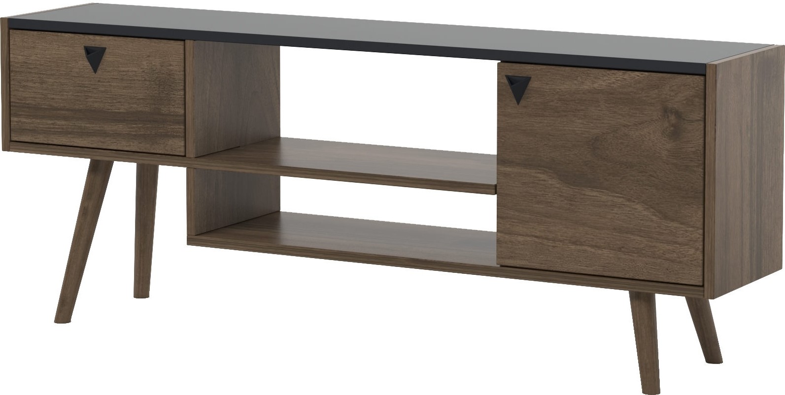 Nida TV-Bank - Anthrazit/Walnuss