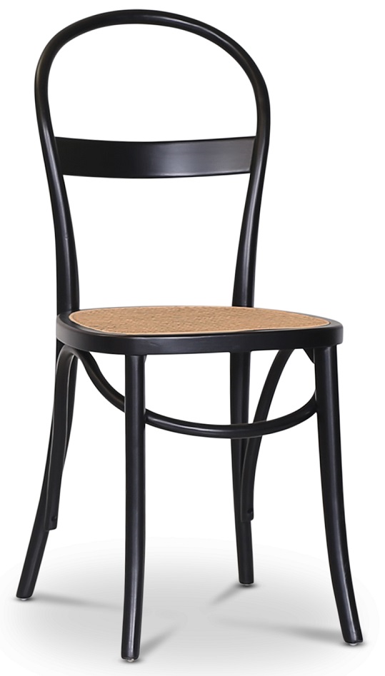 Danderyd No.16 schwarzer Stuhl mit Rattansitz + Stuhlkissen