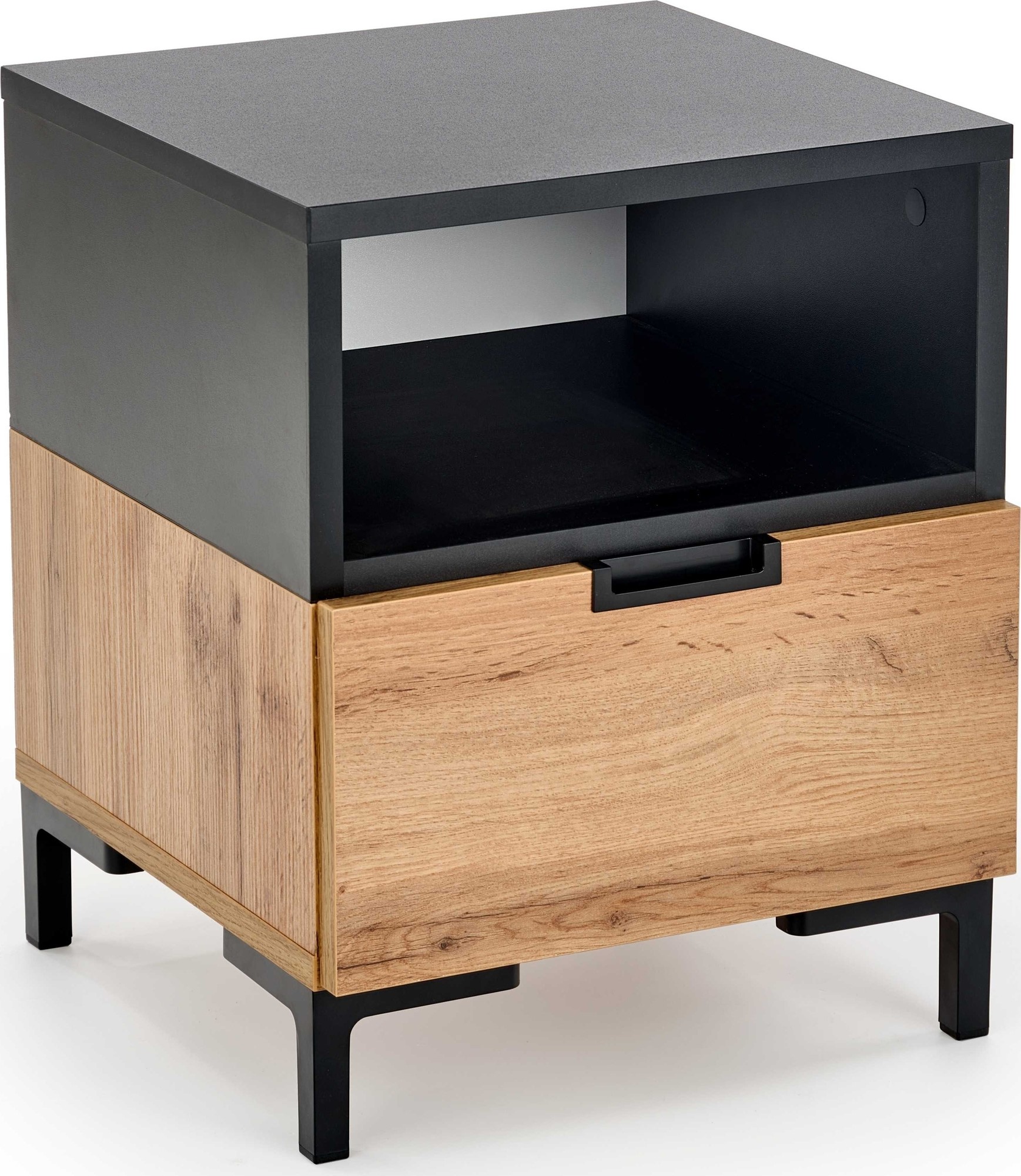 Nachttisch Chantelle - Eiche/schwarz