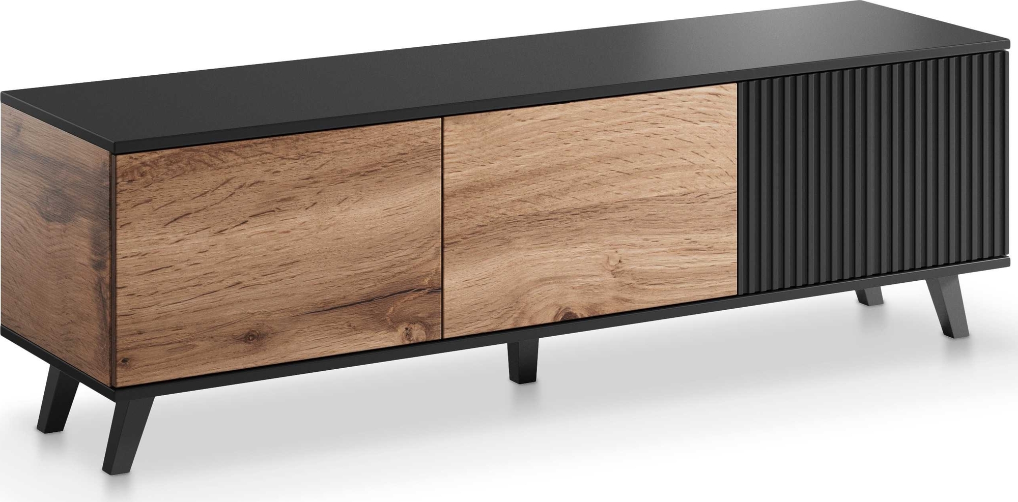Fate Medienbank 150 cm - Wotan Eiche/schwarz