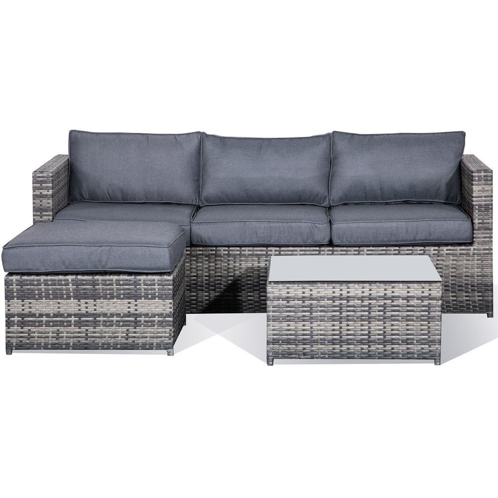 Miami Outdoor-Gruppensofa mit Tisch - Graues synthetisches Rattan