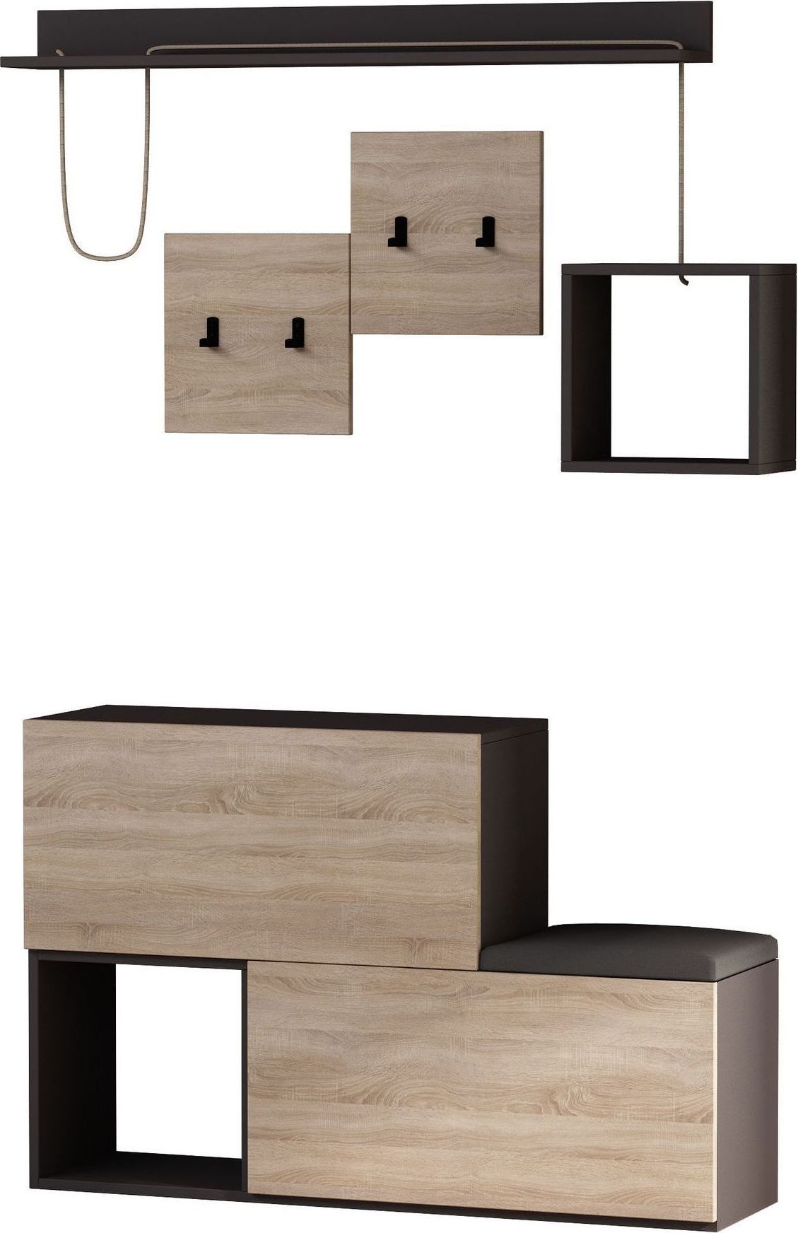 Holdo Dielenmöbel - Anthrazit/Eiche Holdo Dielenmöbel - Anthrazit/Eiche