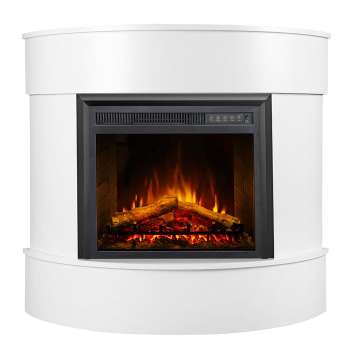 Elektrischer Kamin Willburn ovales dekoratives Feuer - Wei�