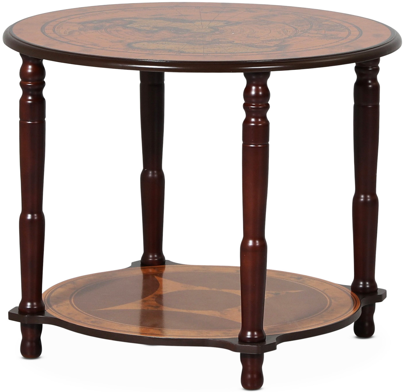 Nussbaum-Lampentisch mit Weltkarte �60 cm