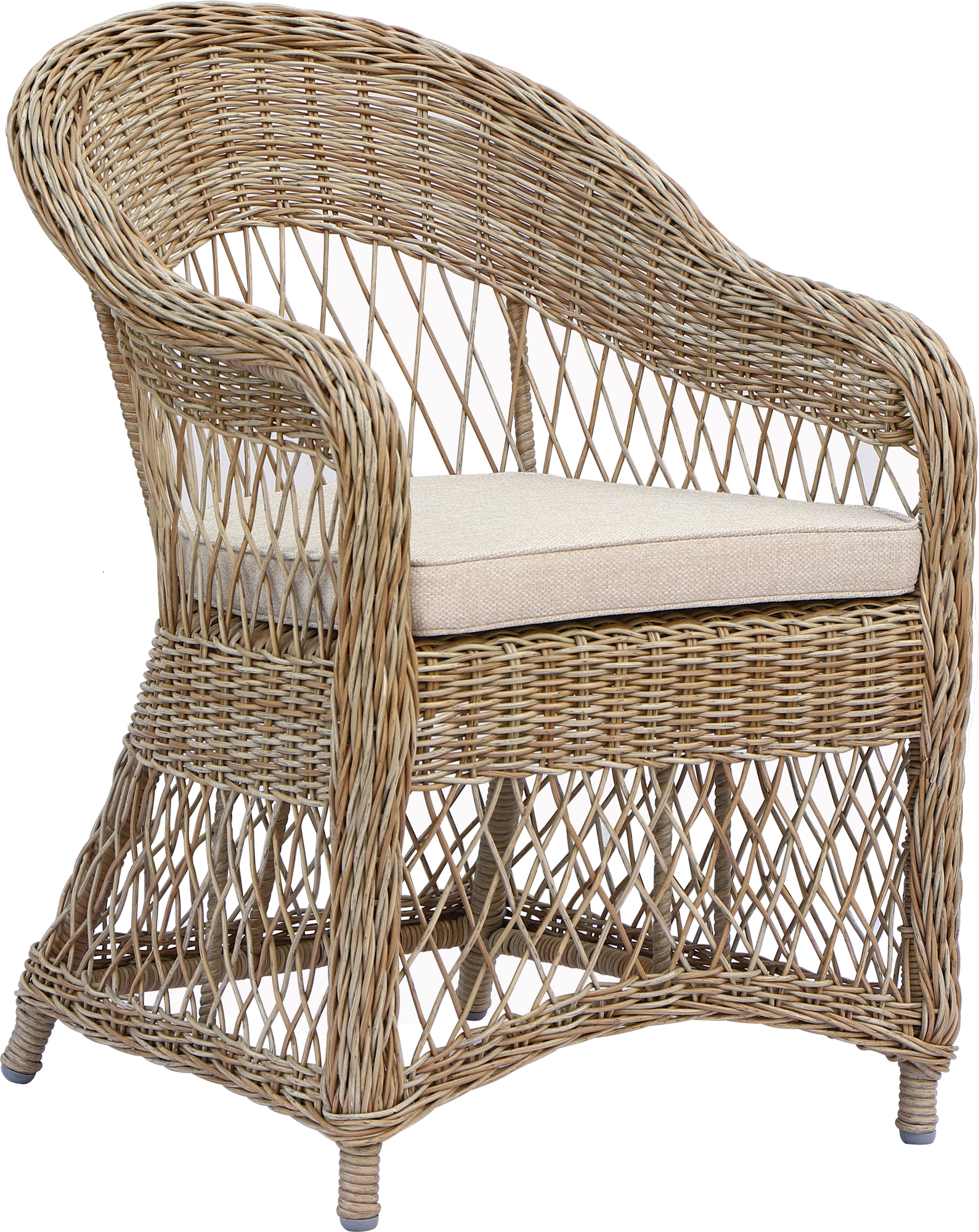 Outdoor-Sessel aus naturfarbenem Kunstrattan