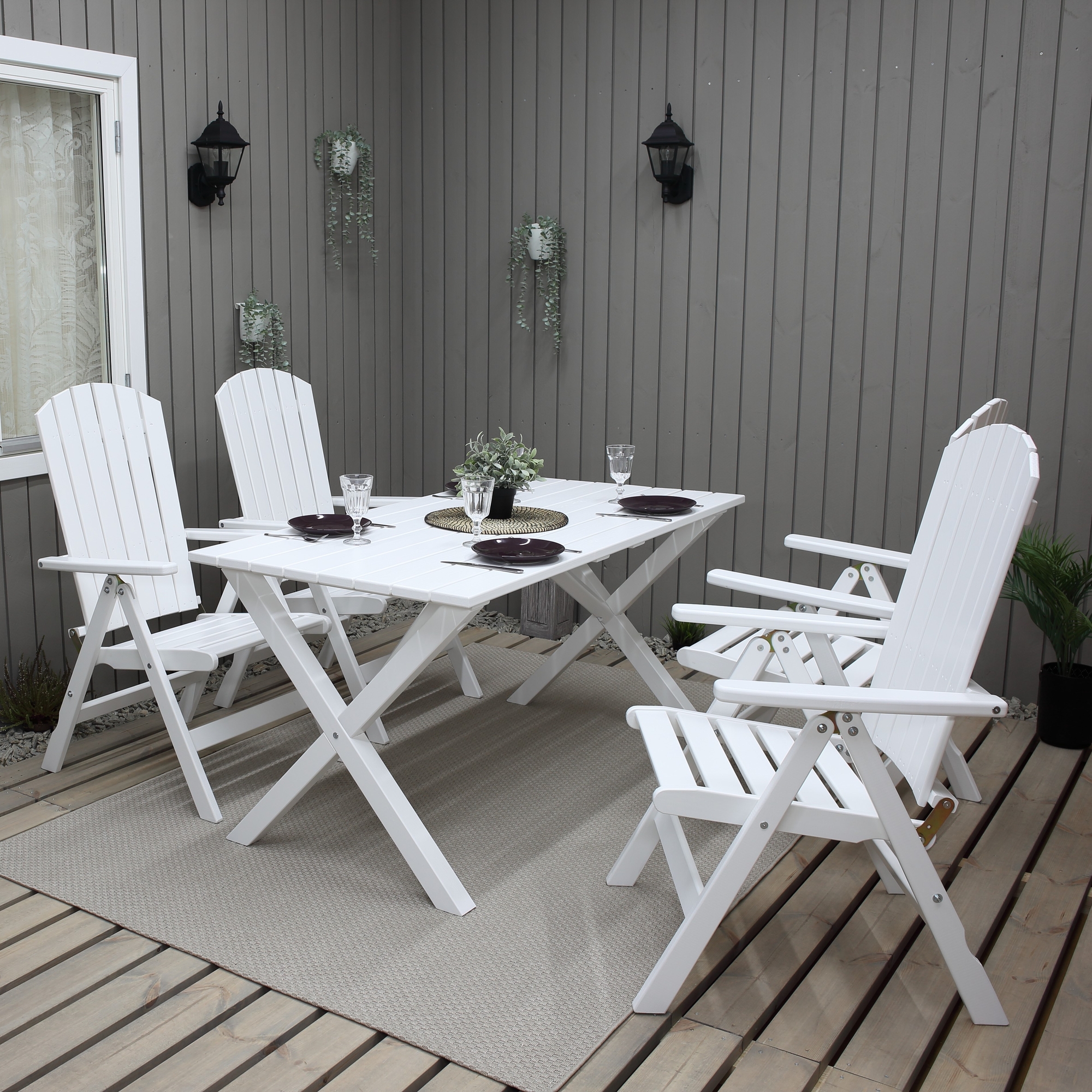 Scottsdale Outdoor-Gruppentisch 150 cm inkl. 4 Kungshamn-Positionsst�hle - Wei�